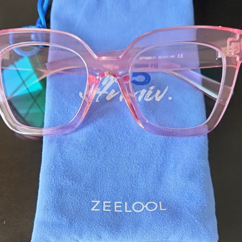 Zeelool Malcolm Square Pink Nonprescription Glasses - Picture 3 of 6